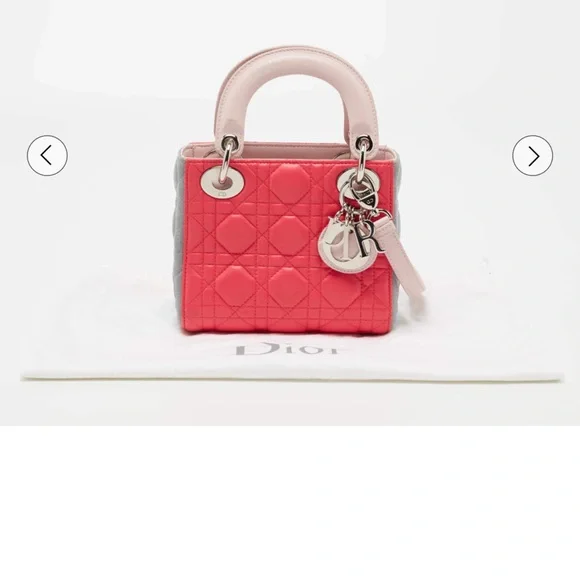 Dior Pink and Gray Mini Quilted Bag with silver Hardware - Picture 8 of 17